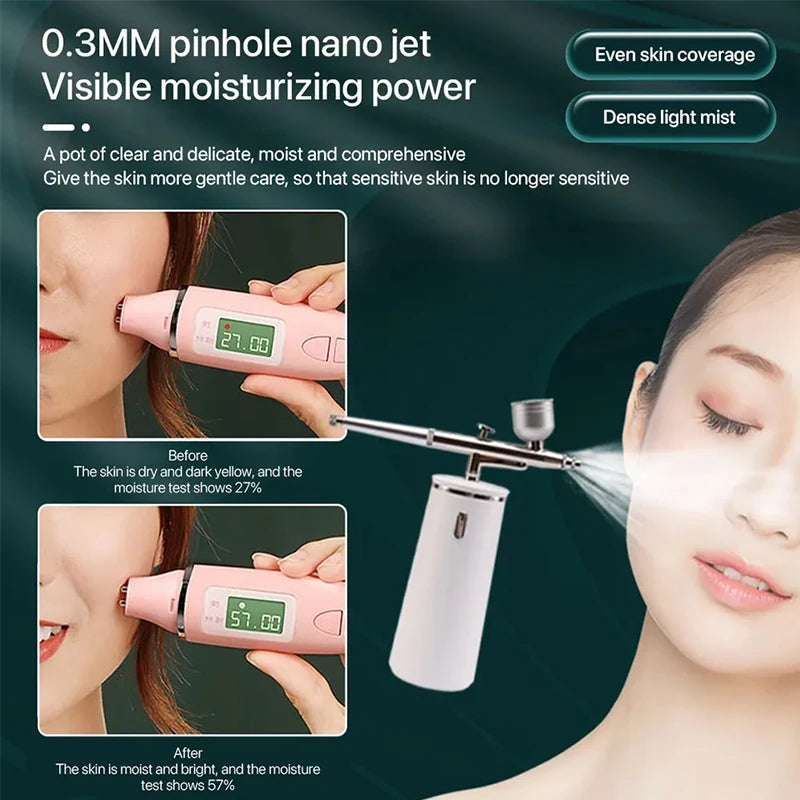 Nano Spray & Oxygen Infusion Facial Device - Hydrating & Brightening Machine for Home Spa, Portable High Pressure Skin Care Tool Ürün ana görseli