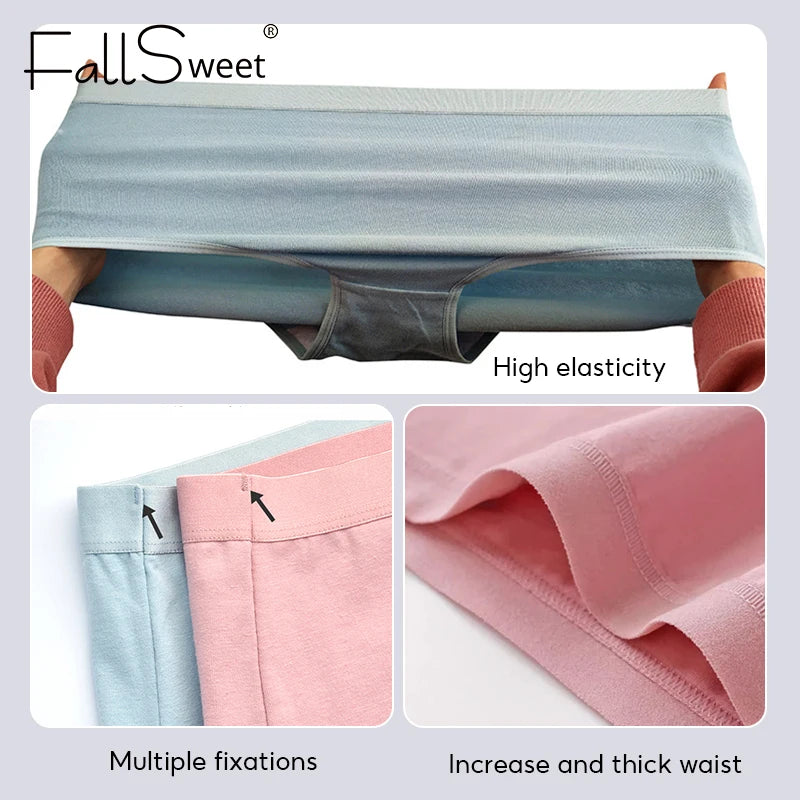 FallSweet 5PCS/set Women’s Cotton Panties Seamless Plus Size Briefs Solid Underwear Soft Breathable Underpants Female Lingerie