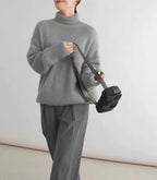 2024 Autumn and Winter New Thick Cashmere Sweater Women High Neck Pullover Sweater Warm Loose Knitted Base Sweater Jacket Tops