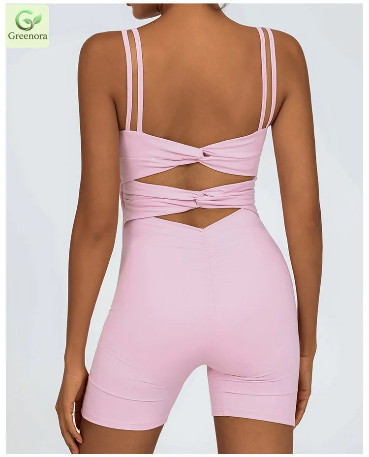 Greenora Women's Workout Romper Sexy Backless Yoga Jumpsuit Slim Fit Bodysuit Fitness Activewear Sleeveless Sportswear One Piece Ürün ana görseli