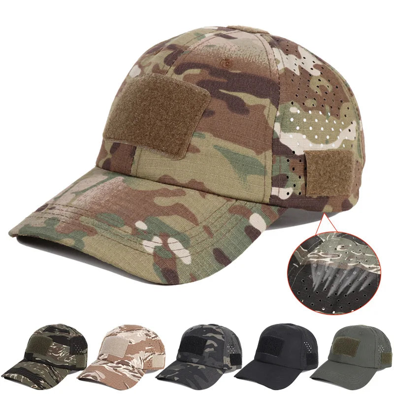1pcs New Men Camouflage Baseball Cap Breathable Sunscreen Hat Outdoor Sports Hunting Hiking Camping Beach Fishing Sun Hat Ürün ana görseli