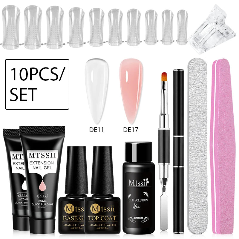 24PCS/Set 20ml Poly Naili Extension Gel  Kit Mini UV Lamp Sealer With Base Top Coat Professional Poly UVNail Gel Kit Starter Kit