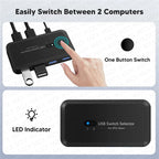 MZX USB 3.0 Switch KVM Switcher Selector Hub Docking Station Dock for 2 Laptop PC Share Keyboard Mouse USB Devices Printer SSD