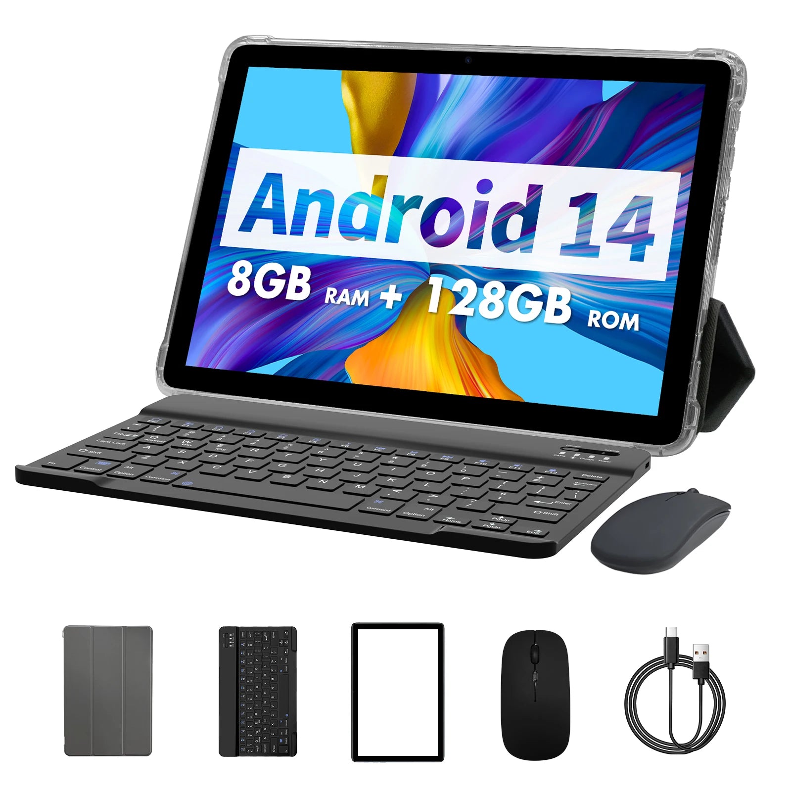 PRITOM TAB11 Android 14 Tablet 10 Inch, 8GB(4+4 Expand) RAM + 128GB ROM, Octa Core, 5G WiFi, with Keyboard, Mouse, Case Ürün ana görseli