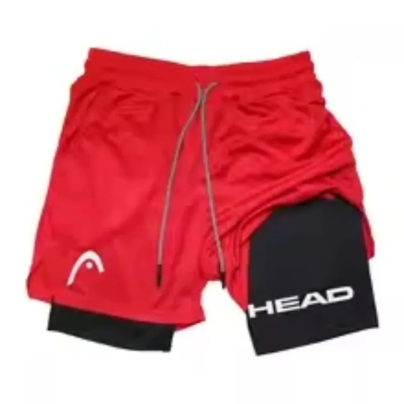 Running Shorts Men Fitness Gym Training 2-in-1 Sports Compression Fashion Quick Dry Workout Harajuku Jogging Double Deck Summer