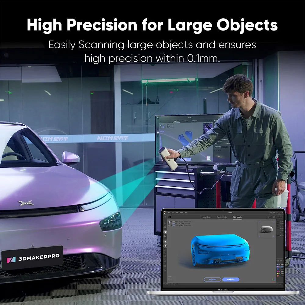 Luxury Edition 3DMakerpro Lynx 3D Scanner, 0.10mm Accuracy, 0.30mm Resolution, 10fps Frame Rate, 250x400mm Single Capture Range