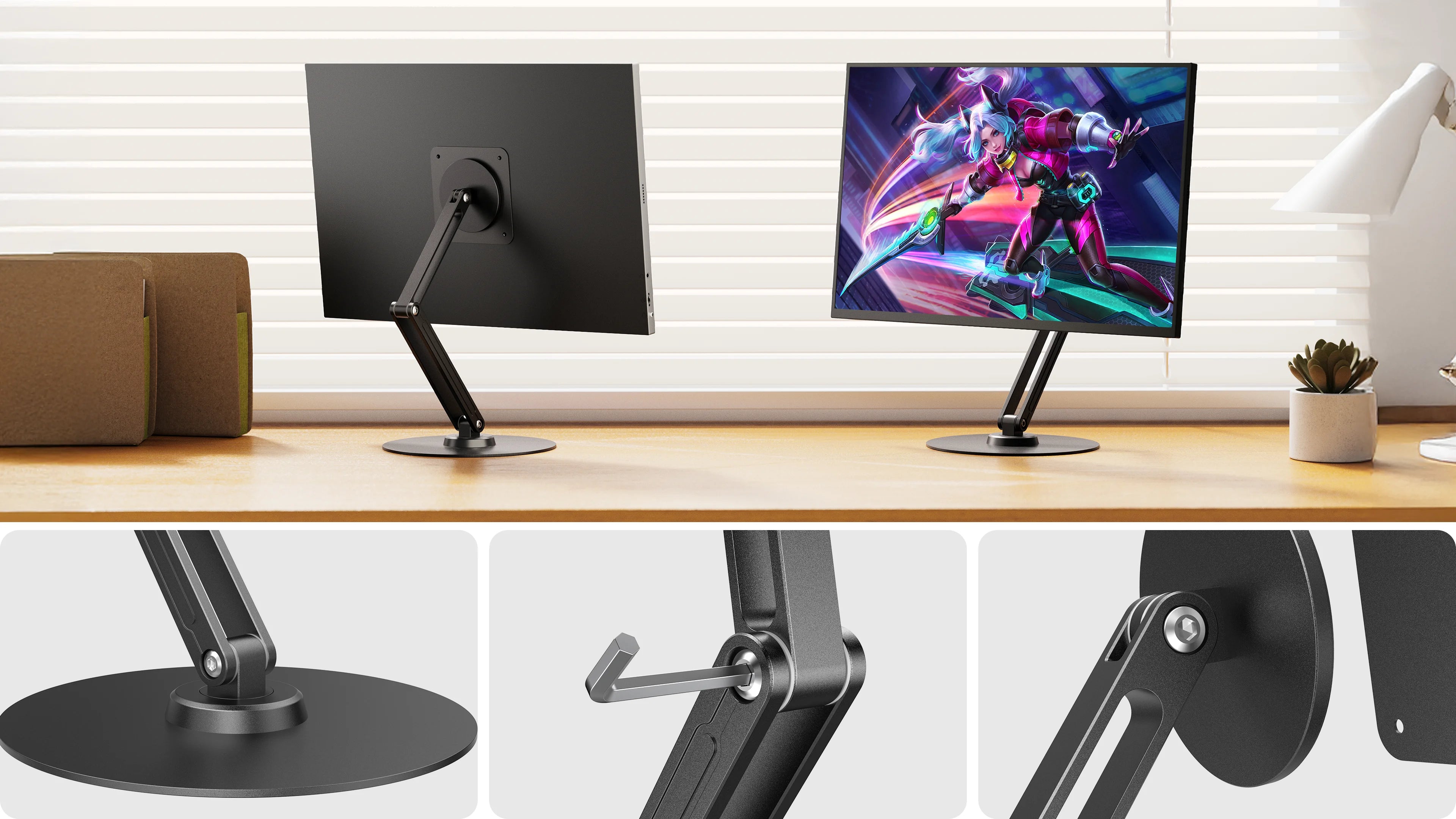 UPERFECT Metal Magnetic Bracket VESA 2 IN 1 Stand Max Support 19" Portable Monitor with Adjustment Holder For 7"-19" Dispalys