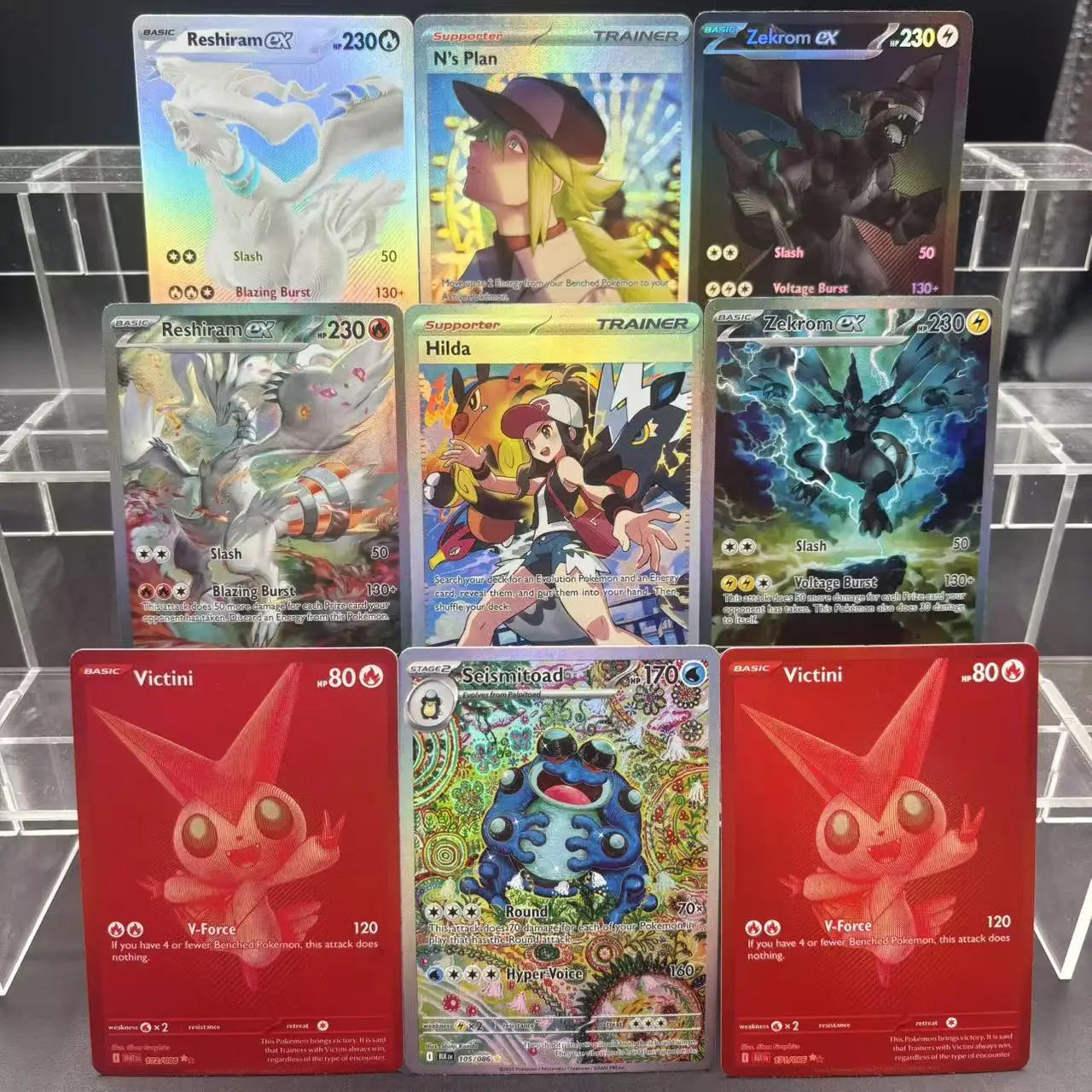 DIY PTCG Collection Cards Zekrom Reshiram ex Victini Seismitoad Self Made Single Card Classic Game Anime Card Gift Toy Ürün ana görseli