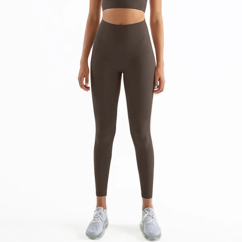 SOISOU Nylon Yoga Pants Gym Leggings Women Girl Fitness Soft Tights High Waist Elastic Breathable No T Line Sports Pants