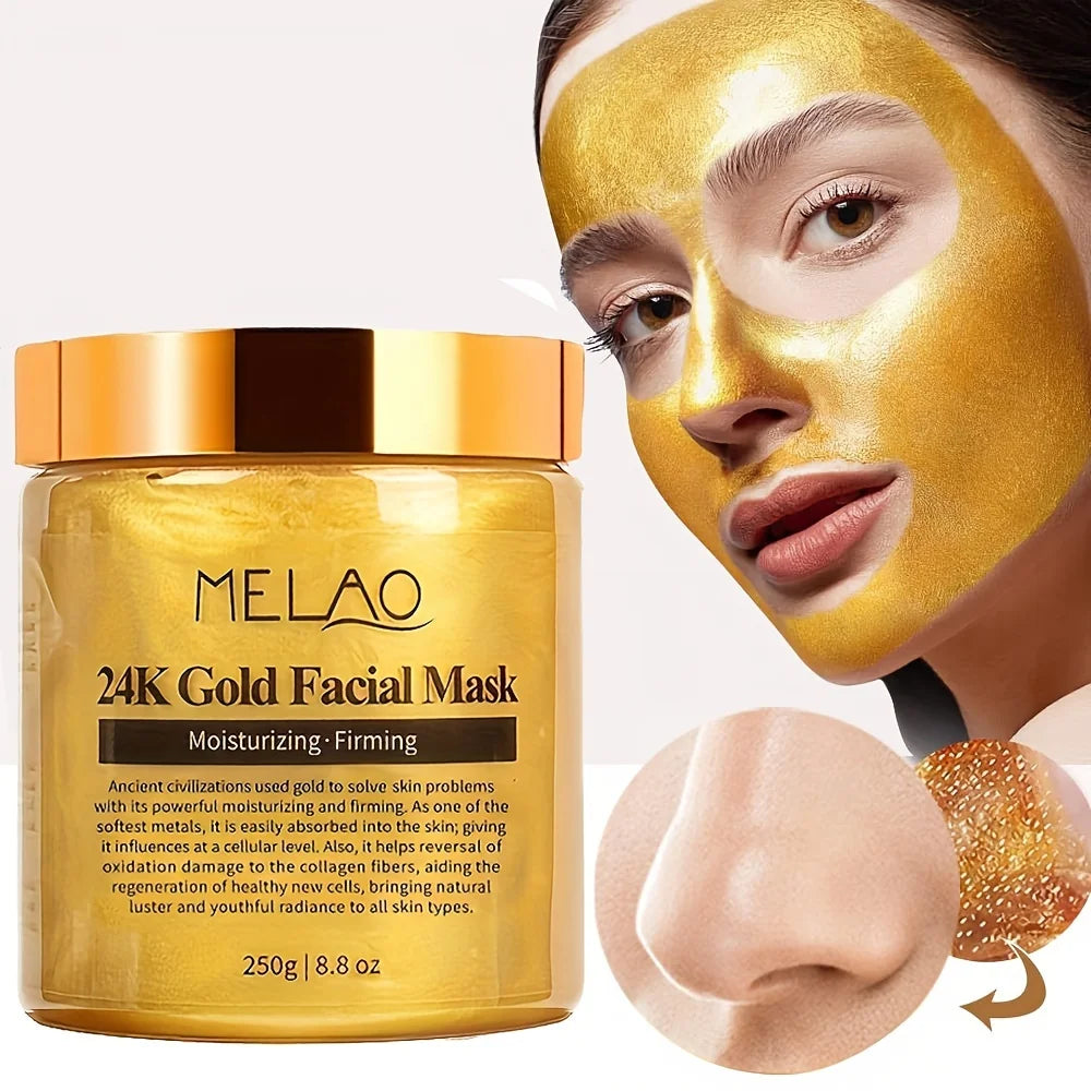MELAO 24K Gold Face Mask Beauty Facemask Skin Remove France Golden Collagen Facial Moisturizing Masks Ürün ana görseli