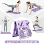 Multi-Functional Foldable Pilates Reformer Board with Counter, Full Body Abdominal Workout Sliding Trainer, Home Core Strength Exercise Equipment with Resistance Bands & Handles