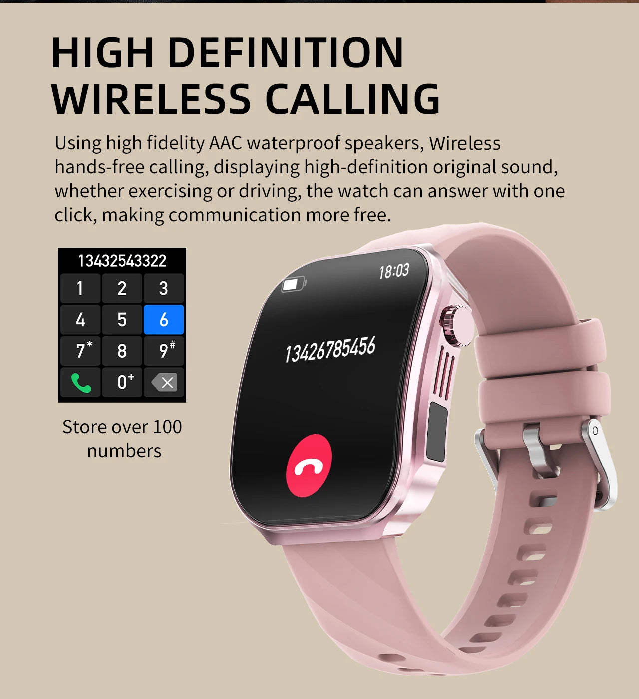 LIGE New 2.2-inch 3D Curved Screen Smart Watch With LED Light Thermometer Health Monitor Smartwatch BT Call Sports Fitness Watch