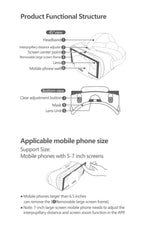 Virtual Reality 3D VR Headset Smart Glasses Helmet for Smartphones Cell Phone Mobile 7 Inches Lenses Binoculars Goggles Devices