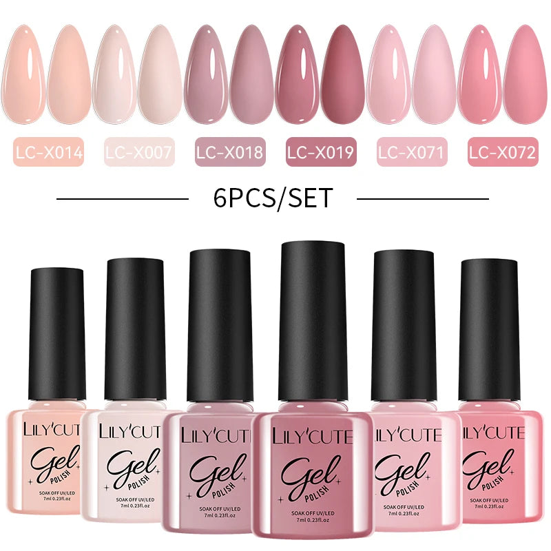 LILYCUTE Nail Gel Polish Set Pink Green Spring DIY Nail Art Design Long Lasting Soak Off UV Gel Manicure Painting Gel Vernis Kit