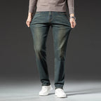High Quality Winter Jeans Men's Warm Fleece Thickened Elastic Denim Pants Fashion Straight Elastic Retro Plush Velvet Pants