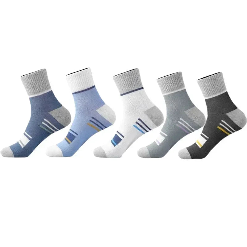Men's 100% Cotton Casual Socks for Spring and Summer, Men's Antibacterial & Deodorant Business Socks, High-Quality Sports Socks
