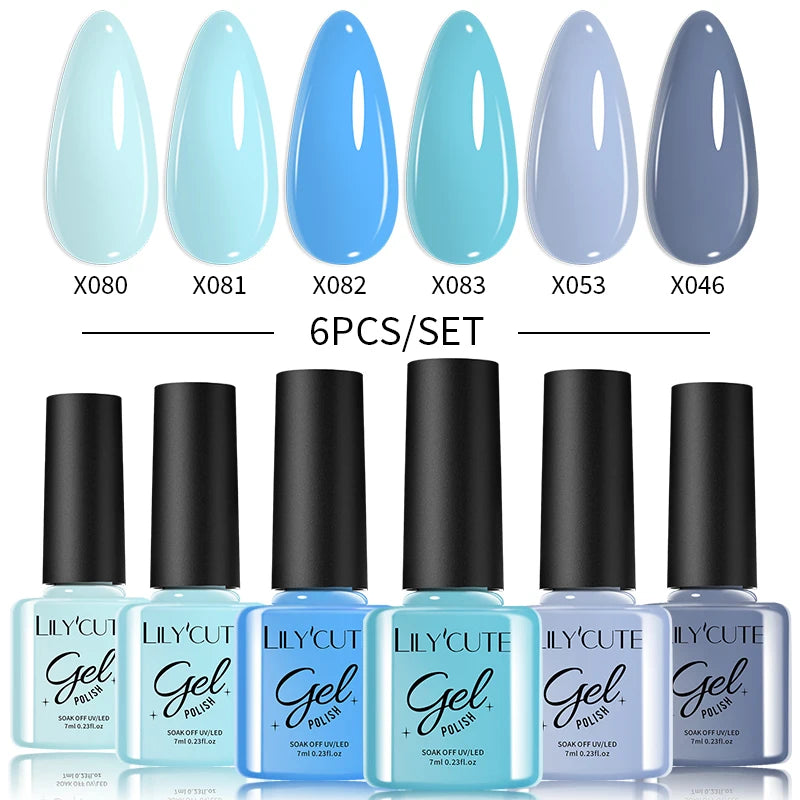 LILYCUTE Nail Gel Polish Set Pink Green Spring DIY Nail Art Design Long Lasting Soak Off UV Gel Manicure Painting Gel Vernis Kit