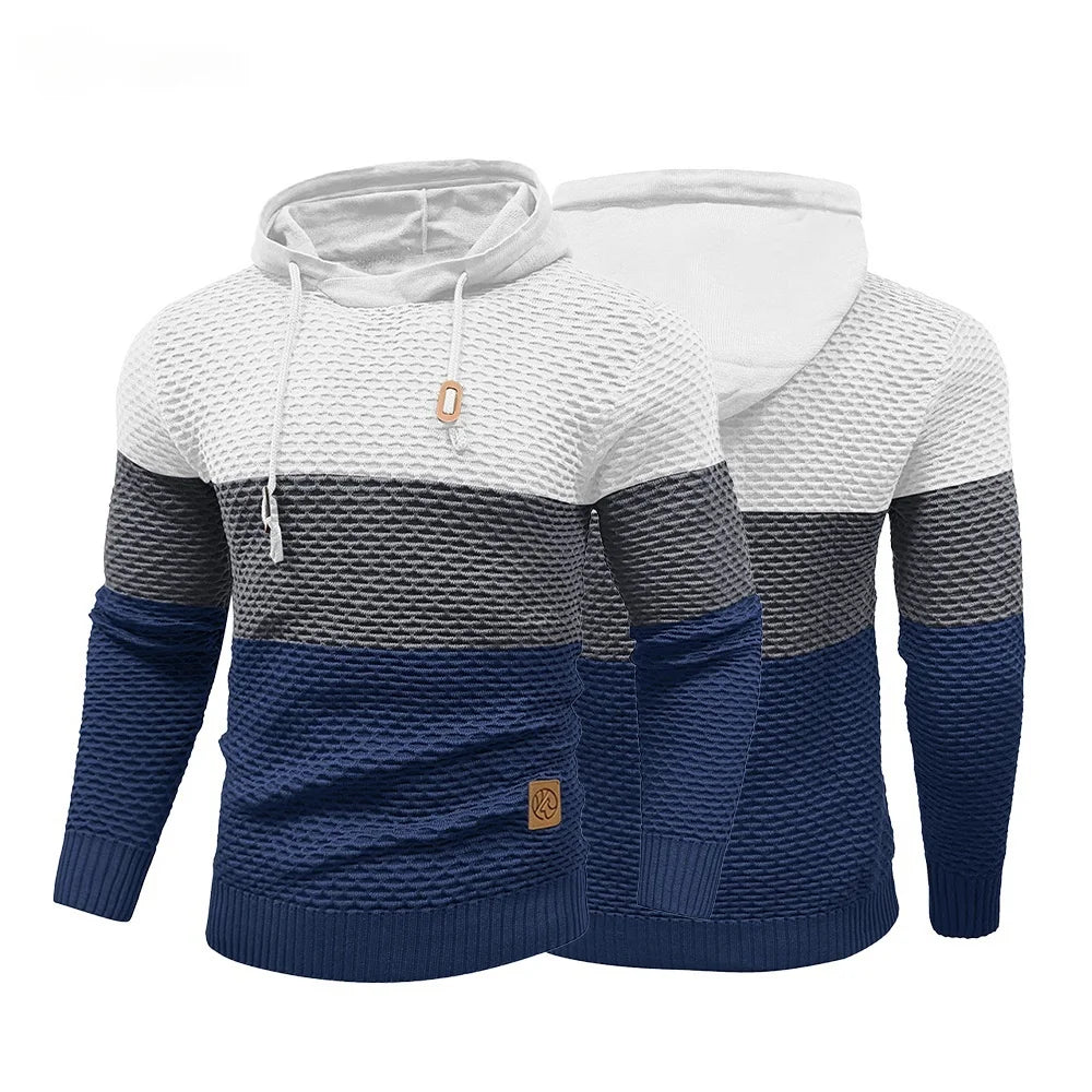 Men's Sweater Spring New Sport Warm Form Fitting Knit Pullover Sweater Hoodie Drawstring Hoodies Casual Sweatshirt US Size Ürün ana görseli