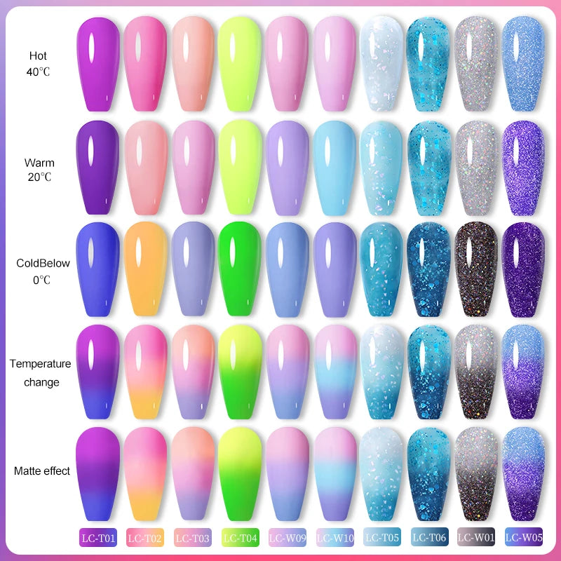LILYCUTE 7ML 6PCS Neon Gel Nail Polish Set fluorescent Series Color Changing Semi Permanent Soak Off Manicure kit Nail Art Gel