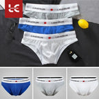 3pcs【LORIEN CREST】Men's Pure Cotton Low Waist Elastic Sexy Loose Breathable Youth Pant Headband Underwear Summer Cotton Briefs