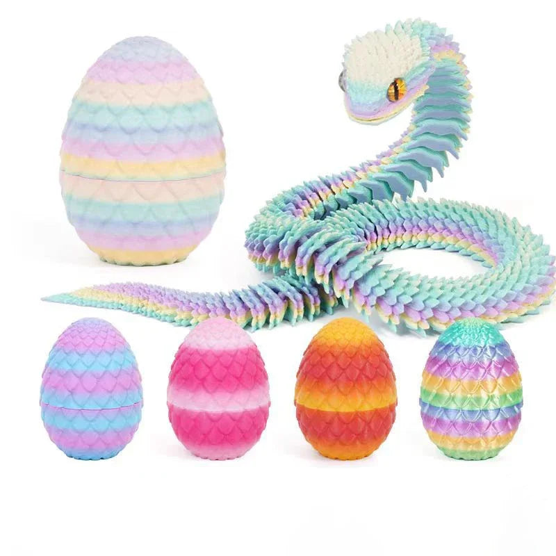 3D Printing Action Figure Snake Egg Toys Creative Stress Relief Anime Figures Moveable Rotation Desktop Ornaments Gift Main image