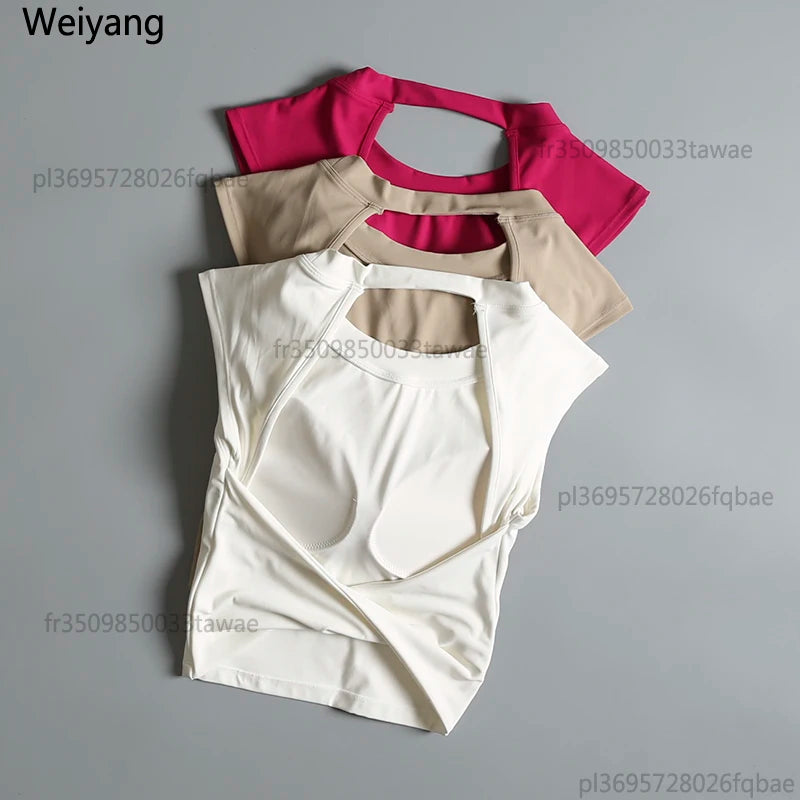 Sexy Backless Sports Vest Women Fixed Chest Pad Tight Quick-Drying Slim Fit Yoga Top Breathable Fitness Shirt