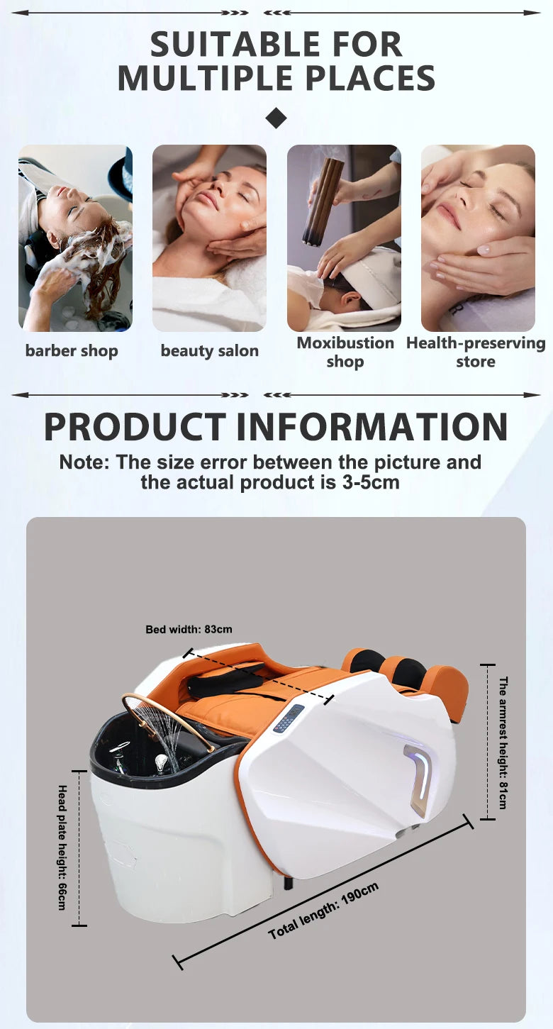 Luxury Electric Massage Head Spa Therapy Hair Salon Washing Shampoo Bed