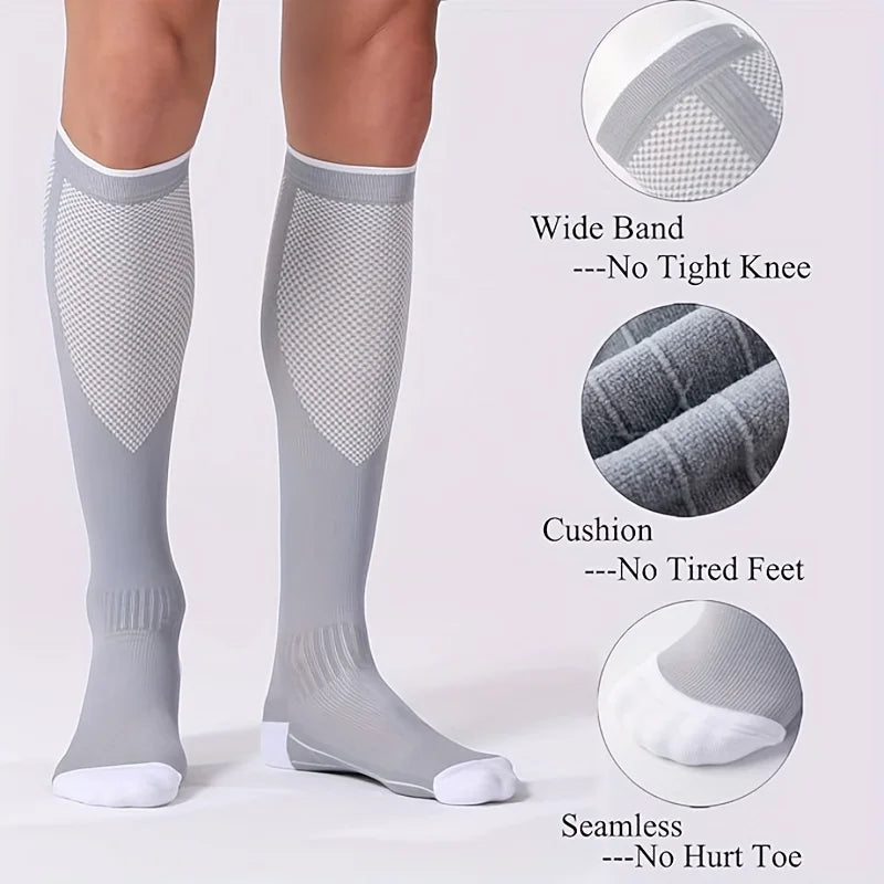 1/4 Pair Compression Socks Men Women 20-30mmhg - Circulation Support Socks Suitable Care Travel - Soft Breathable Sports Socks