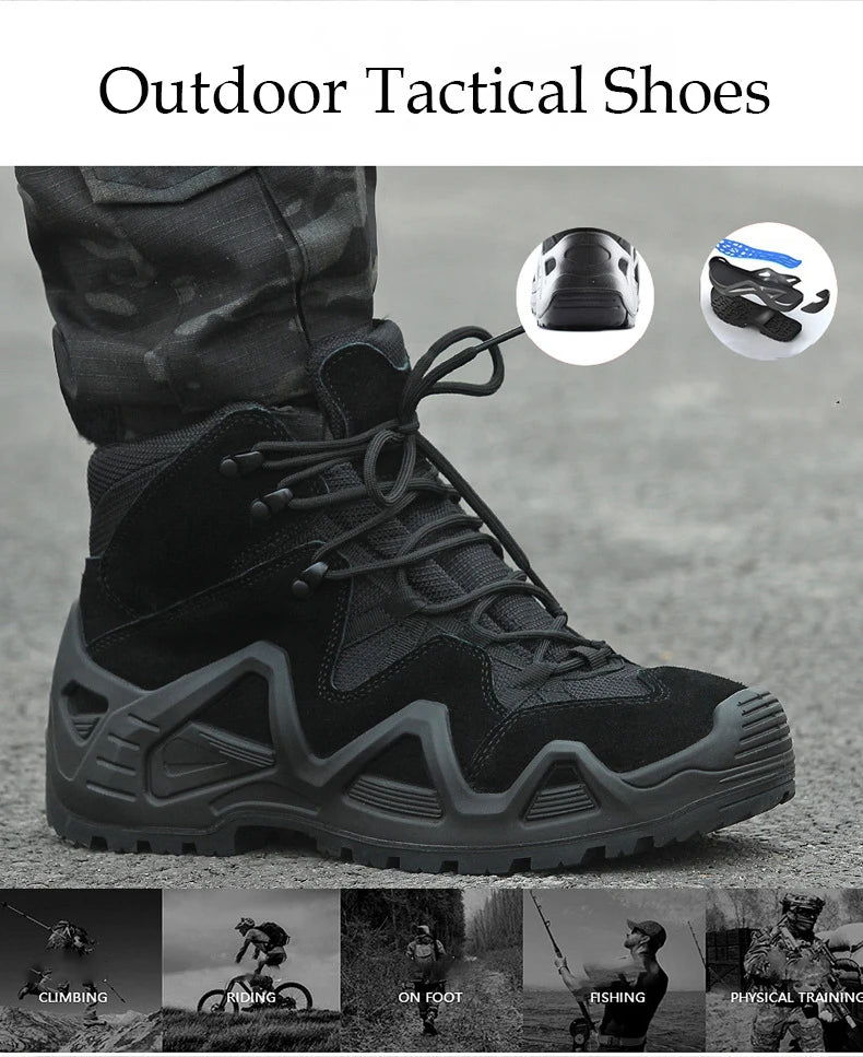 Men Casual Hunting Ankle Boots Outdoor Tactical Hiking Man Boot  Hunting Work Boots for Motorcycle Shoes Botas Militares