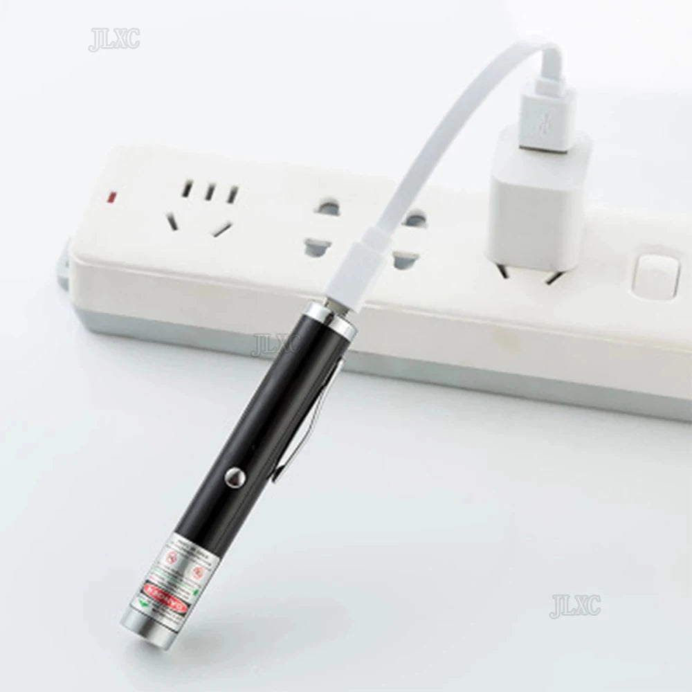 Portable USB Green Laser-Pointer 2 In 1 Detachable Lamp Holder Mini Laser Pen Visible Focus Red Combination For Hunting