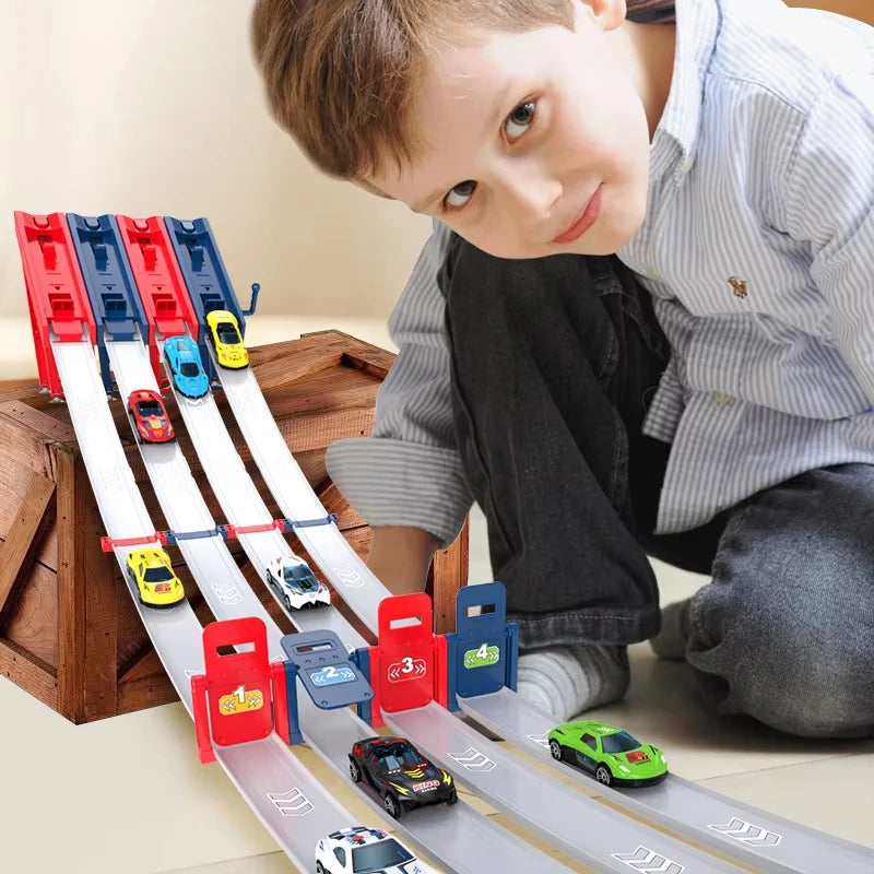 Kids Toy Racing Track Toy Vehicle with Alloy Car Slot Car Race Track Set Educational Game Boys Toys for 6 7 8-12 Years Boy Gifts
