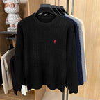 Luxury Men's Brand Spring High Quality Knit Sweater Round Neck Jacquard Embroidery Long Sleeves Pullover Leisure Fashion Men's C