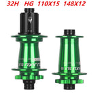 green RUJIXU SLR I9 690 Click Hub 7 Bearing MTB Mountain Bike Hub Front Rear 32Holes QR TA BOOST Disc Brake Bicycle MS/XD Hubs