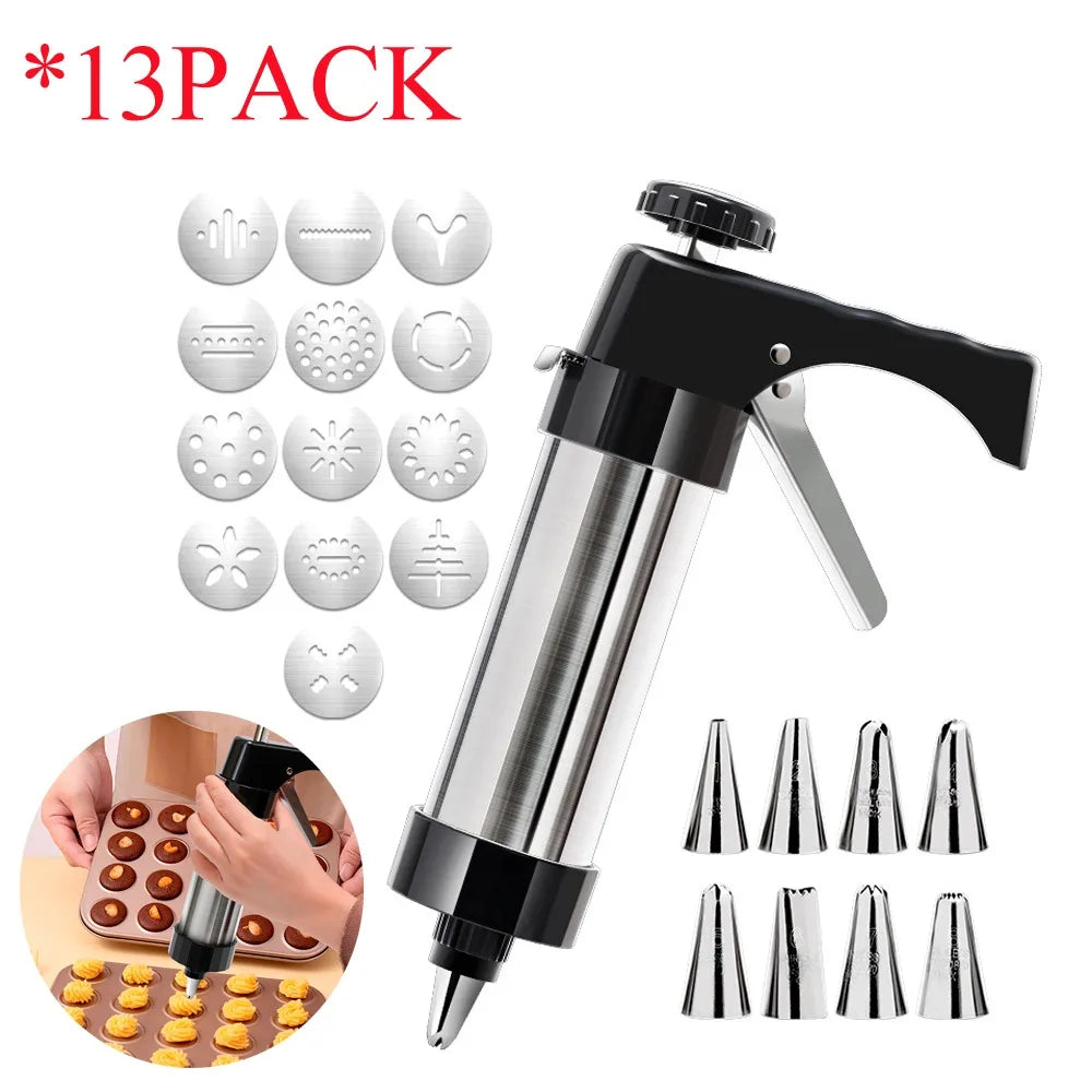 Stainless Steel Cookie gun Cake Cream Decorating Gun Cookie Making Machine Nozzles Mold Pastry Syringe Extruder Baking Tools Ürün ana görseli