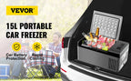 VEVOR Mini Fridge Mini Refrigerator Portable Car Freezer 12V/24V 15L Compressor Cooler for Traveling Camping Outdoor Activities