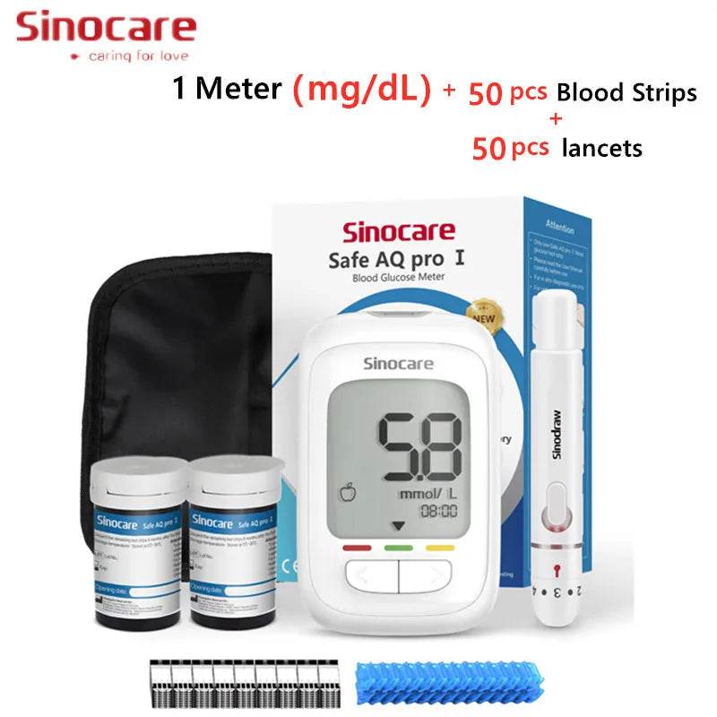 Sinocare Safe AQ pro Ⅰ Blood Glucose Meter Glucometer Kit Diabetes Tester Medical Blood Sugar Meter or Only Test Strips Lancets