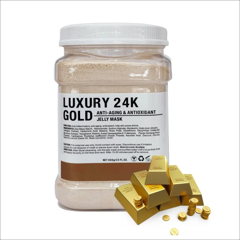 650g Arbutin Rose Jelly Mask Powder DIY Masks Peel Off Vitamin C Hyaluronic Acid Facial Skin Care 24K Gold Mud Mask