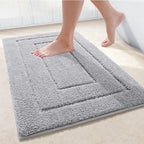 Homaxy Double Frame Velveteen Bathroom Mat Floor Mat Indoor Non Slip Door Mat Dirt Trap Absorbs Water Comfortable Bathroom Mat