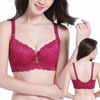 Plus Size Female Lace Bra Thin Bralette 80-105 C/D Cup Push Up Brassiere Widening Side 4-Row Button Bras Absorbs Sweat Underwear