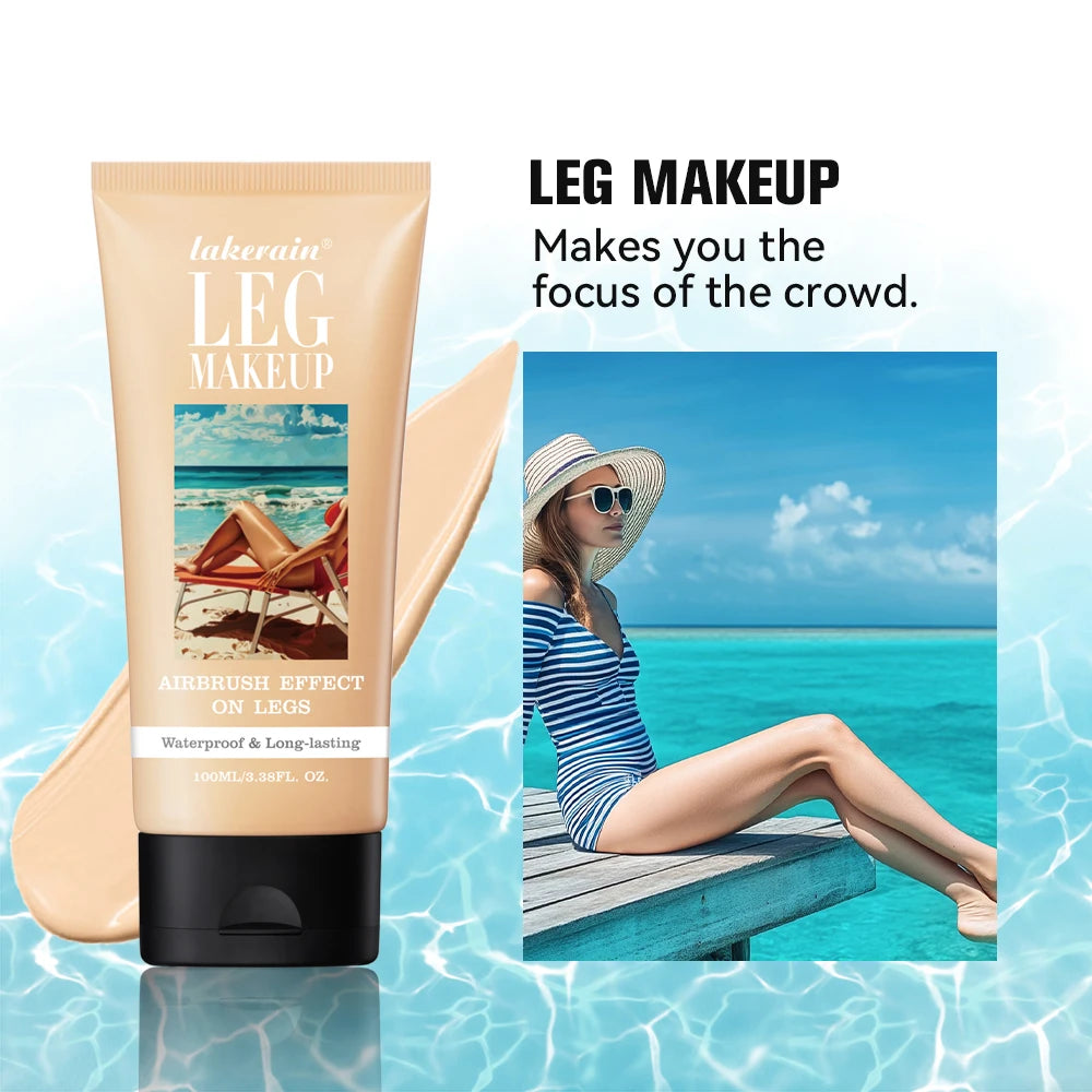Waterproof Body Foundation With Free Powder Puff Bronze Leg Makeup Long Lasting Tanning Cream 100ml 3 Colors