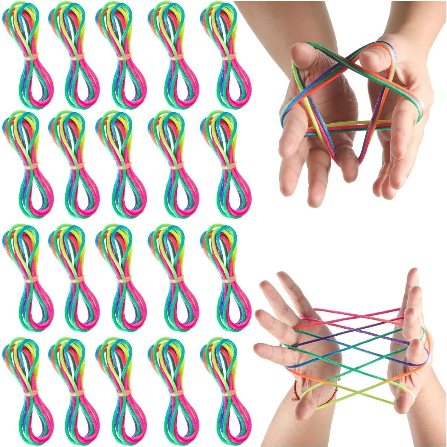 Rainbow Cats Cradle String 1.6M/63 Inch Long Rainbow Colourful Finger Rope Chinese Finger String Games Toy for Kids Ürün ana görseli