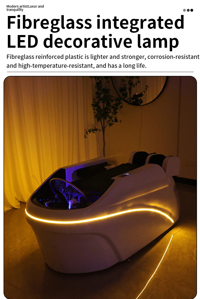 Salon Head Spa Shampoo Massage Bed Synthetic Leather Head Therapy Bed Automatic Massage Shampoo Chair Hair Spa Equipment Durable