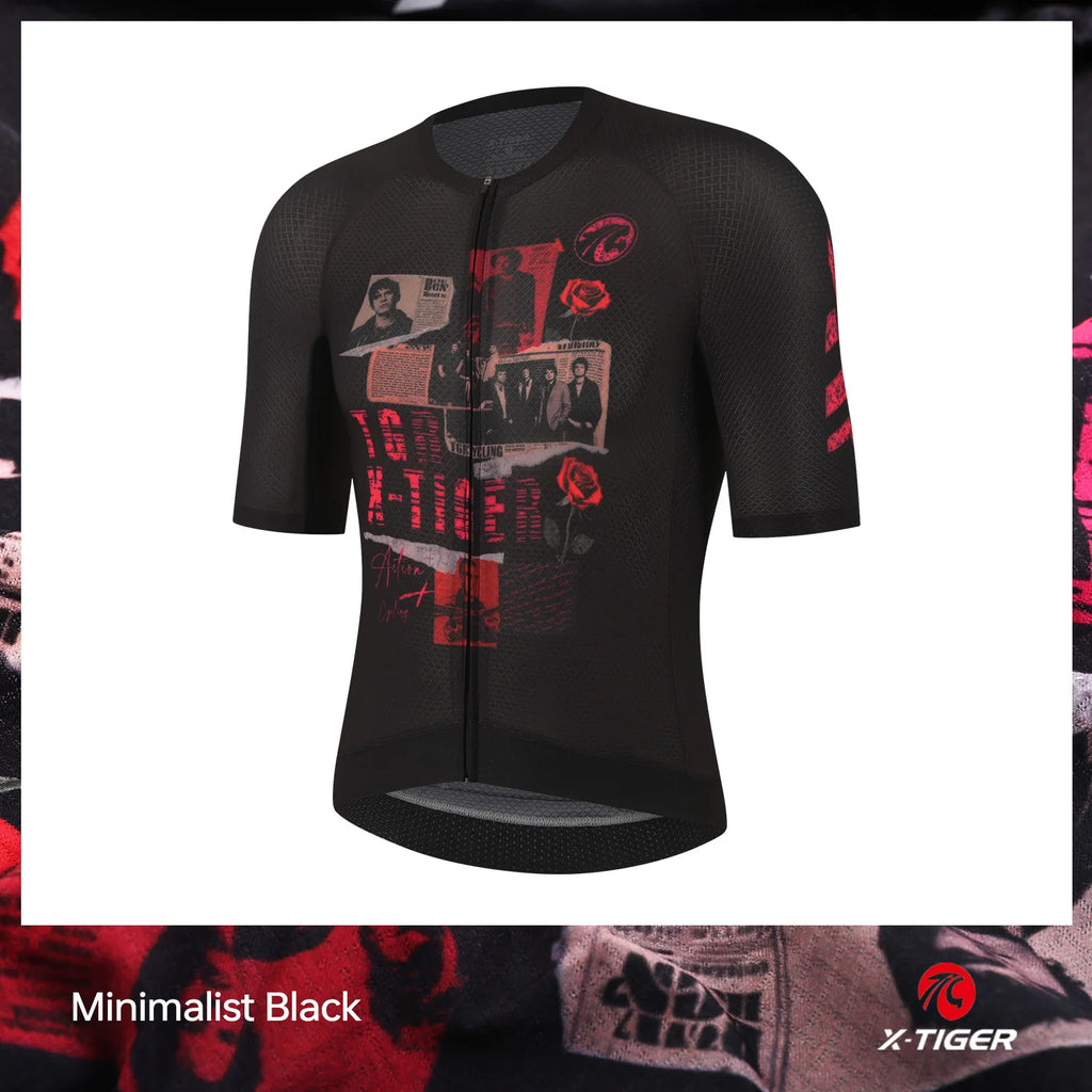 X-TIGER GALE SERIES Men's Cycling Jersey Short Sleeve Slim Fit Rock Punk Style Breathable Maillot for Mountain Road Bike