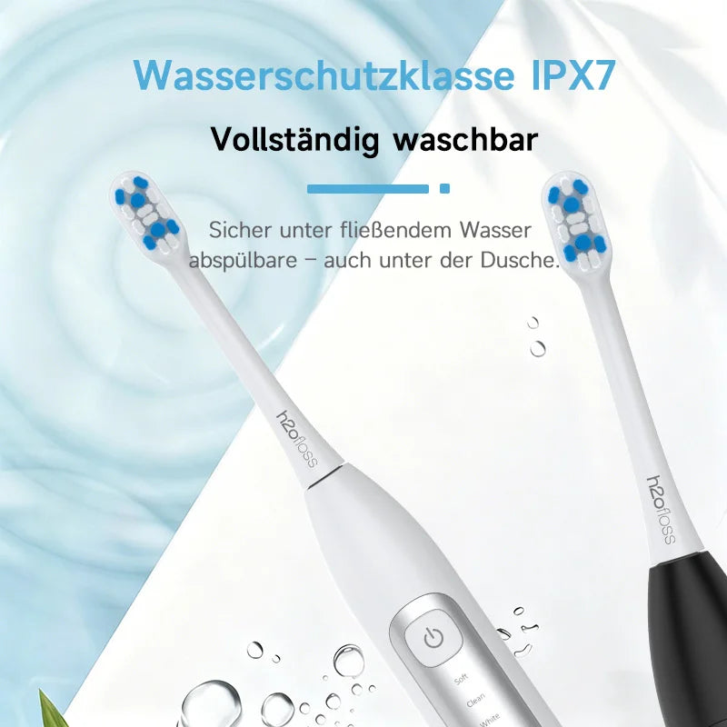H2ofloss Sonic Electric Toothbrush 38000VPM 5 Modes IPX7 Waterproof 60 Days Battery Smart Timer Rechargeable Whitening Oral Care