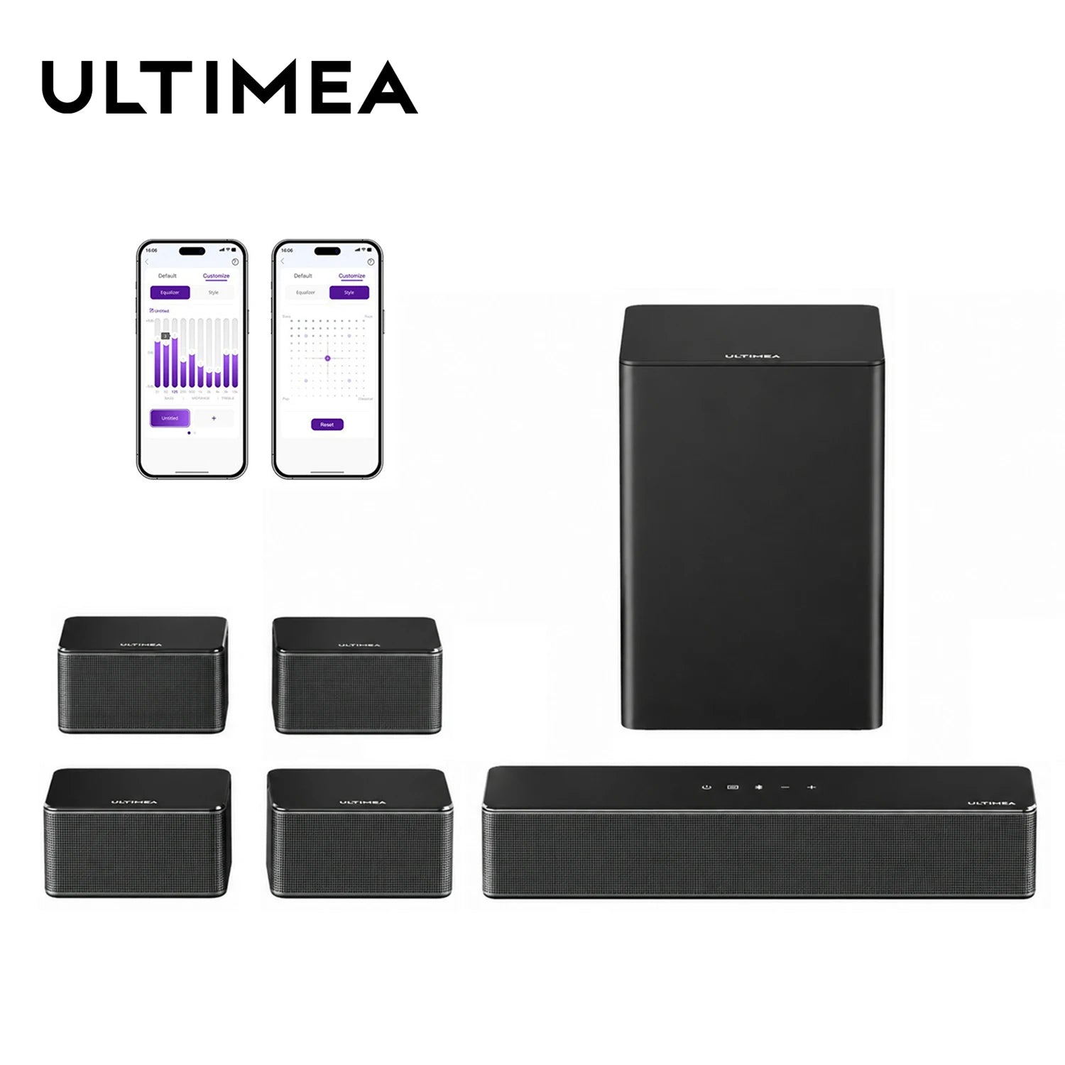 ULTIMEA 7.1 Surround Soundbar, 3D Virtual Surround Sound System with Subwoofer,2 Rear Speakers, Home Theater TV Speakers,Black Ürün ana görseli
