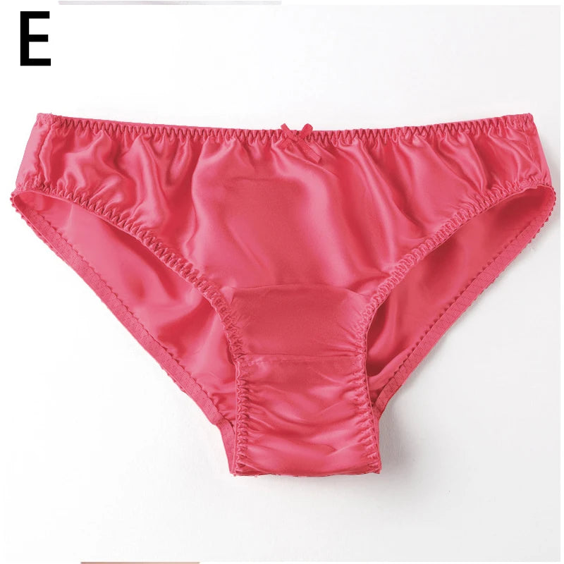Women'S 100% Mulberry Silky Panties Fashion Lace Brief Large Size Comfortable Breathable Solid Color Lingerie Seamless Underwear