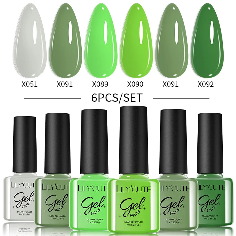 LILYCUTE 6PCS Gel Nail Polish Set Summer Neon Nail Gel Kits For DIY Nail Vernis Semi Permanent UV Lamp Gellak Nail Varnish Set