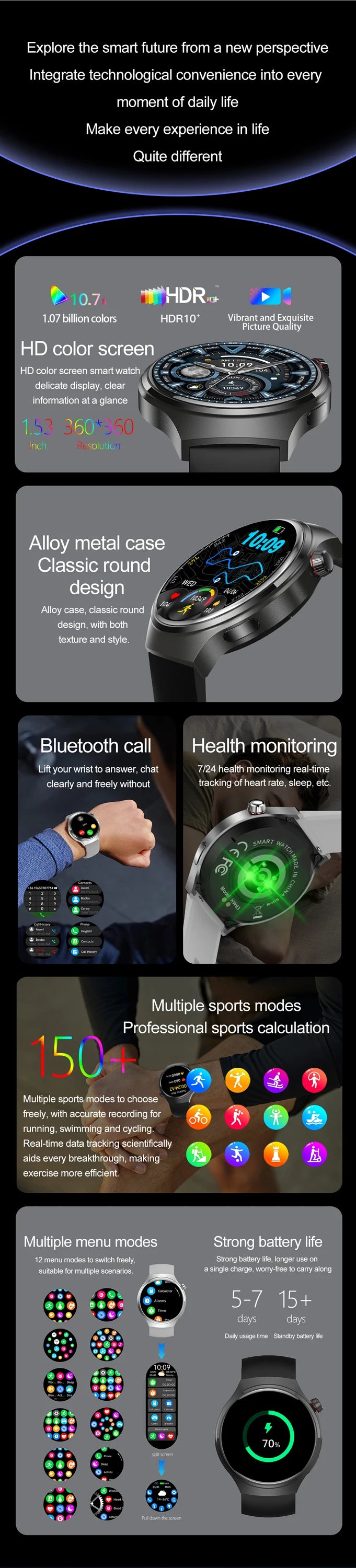 2026 New Watch 5 Pro Upgrade GPS NFC Men's Smartwatch 360*360 AMOLED HD Bluetooth Call Waterproof Smart Watch For Android iOS