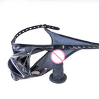 Multi-Functional Leather Chastity Panties with No Vibration Silicone Dildo Anal Accessories for Couple Sensual Play Sex Toys