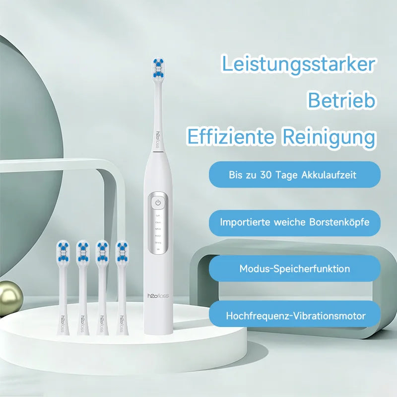 H2ofloss Sonic Electric Toothbrush 38000VPM 5 Modes IPX7 Waterproof 60 Days Battery Smart Timer Rechargeable Whitening Oral Care